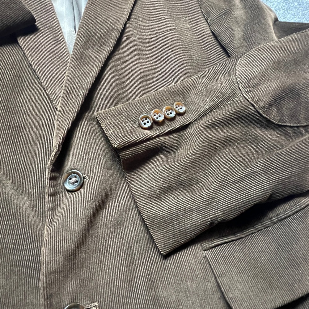 Stafford Signature Mens 44R Brown Corduroy Blazer Sportcoat Elbow Patches Jacket - Picture 4 of 16